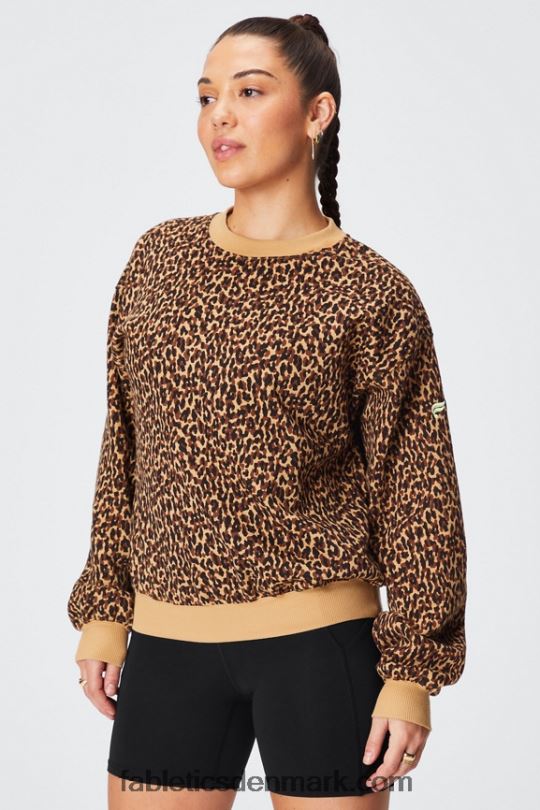 Fabletics Kvinder forever fleece sweatshirt med rund hals PNX2T2455 bølget gepard/lime sorbet