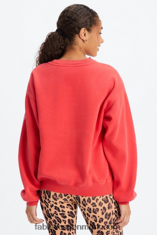 Fabletics Kvinder forever fleece sweatshirt med rund hals PNX2T2457 vasket elektrisk kirsebær/hvid
