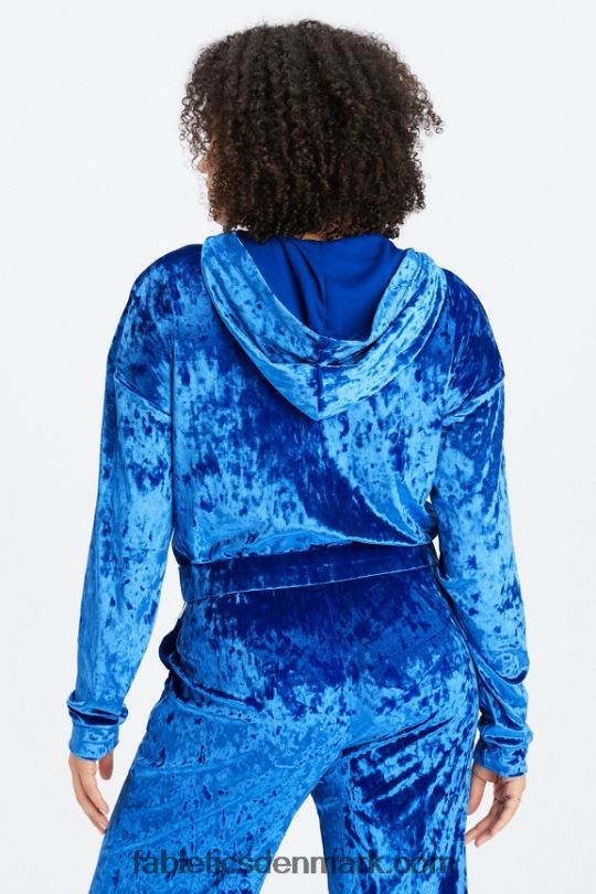 Fabletics Kvinder hættetrøje i knust velour med lynlås PNX2T2486 celeste