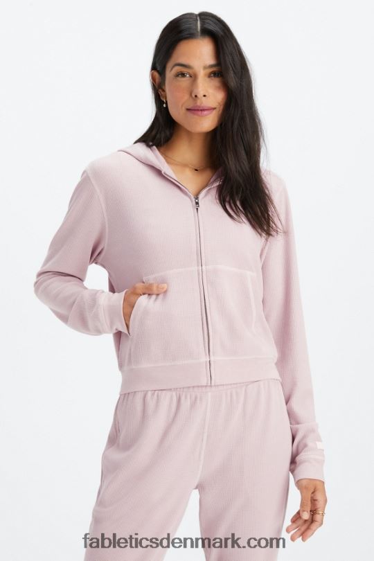 Fabletics Kvinder hættetrøje i vaffel med lynlås PNX2T2494 afdæmpet lilla/kronblad