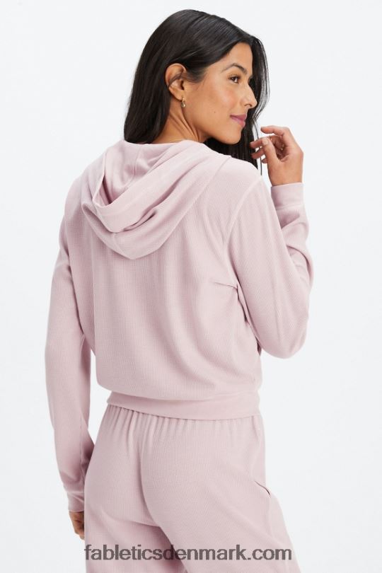 Fabletics Kvinder hættetrøje i vaffel med lynlås PNX2T2494 afdæmpet lilla/kronblad