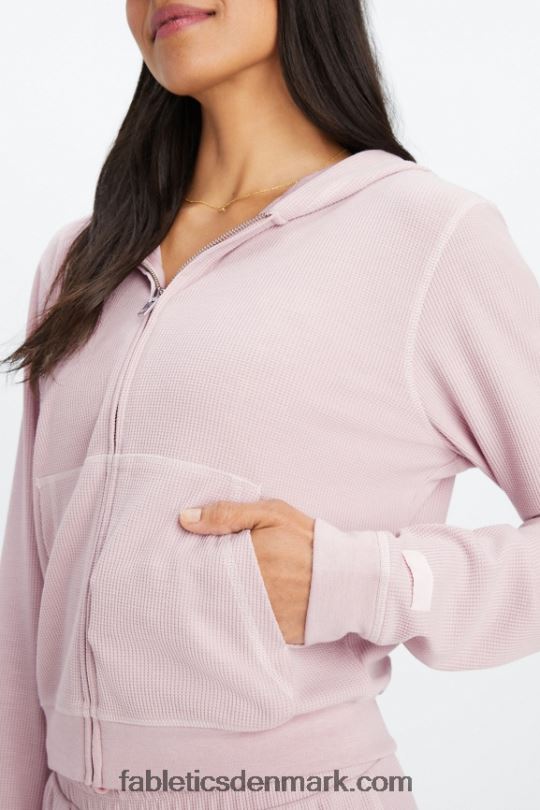 Fabletics Kvinder hættetrøje i vaffel med lynlås PNX2T2494 afdæmpet lilla/kronblad