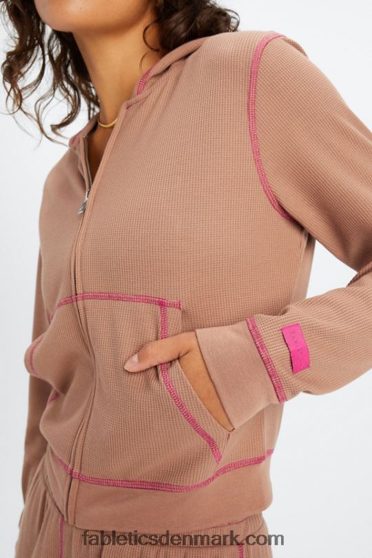 Fabletics Kvinder hættetrøje i vaffel med lynlås PNX2T2495 bamse/fuchsia