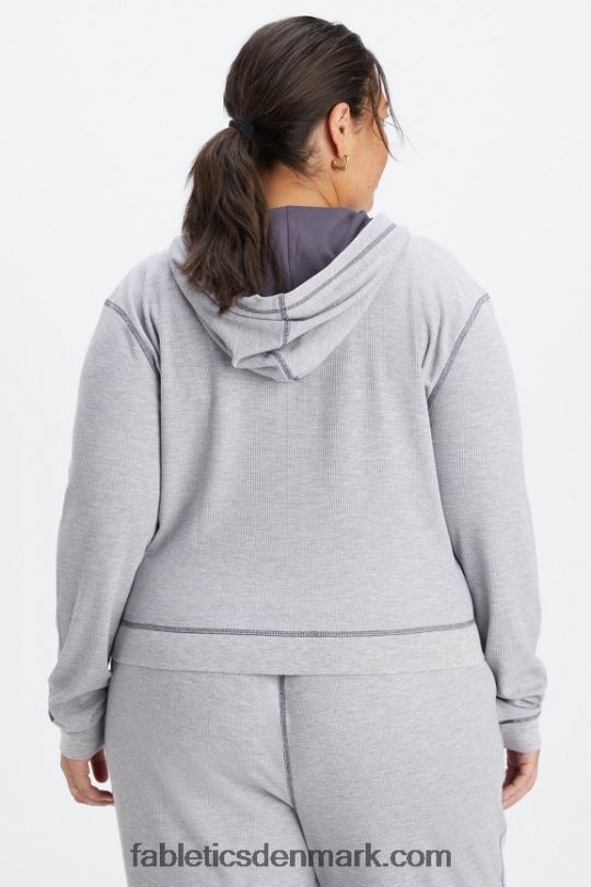 Fabletics Kvinder hættetrøje i vaffel med lynlås PNX2T2497 klassisk grå lyng/tin
