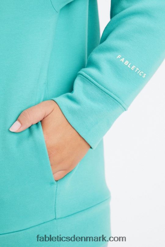 Fabletics Kvinder øko go-to hættetrøje PNX2T2516 mørk cyan/havre