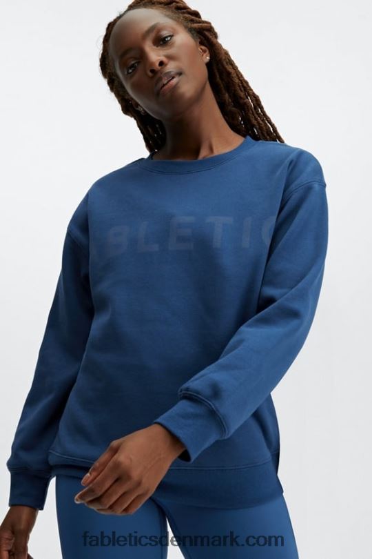 Fabletics Kvinder øko go-to sweatshirt med rund hals PNX2T2479 marineblå pæon/falmet denim