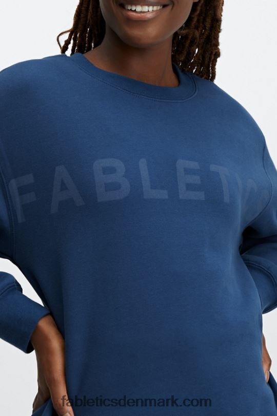 Fabletics Kvinder øko go-to sweatshirt med rund hals PNX2T2479 marineblå pæon/falmet denim