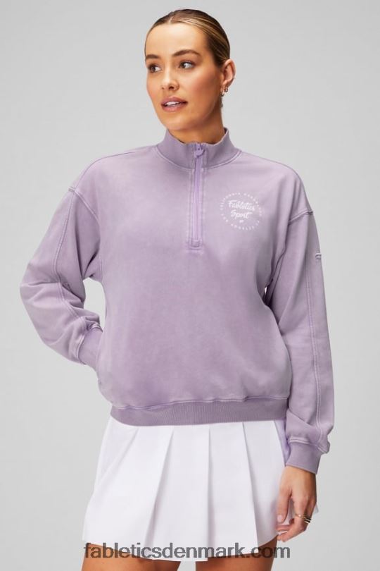 Fabletics Kvinder letvægts frotté sweatshirt med halv lynlås PNX2T2440 lilla cosmo/grafik