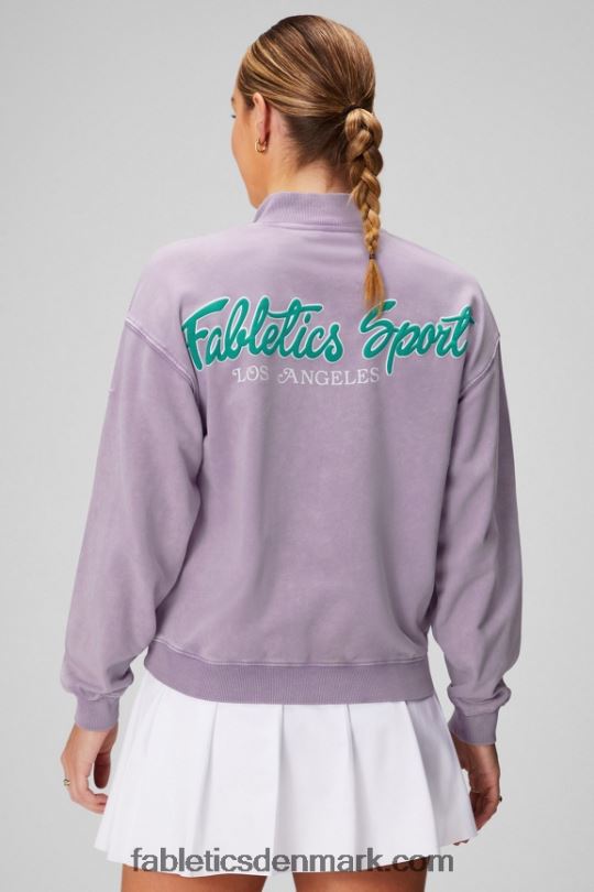 Fabletics Kvinder letvægts frotté sweatshirt med halv lynlås PNX2T2440 lilla cosmo/grafik