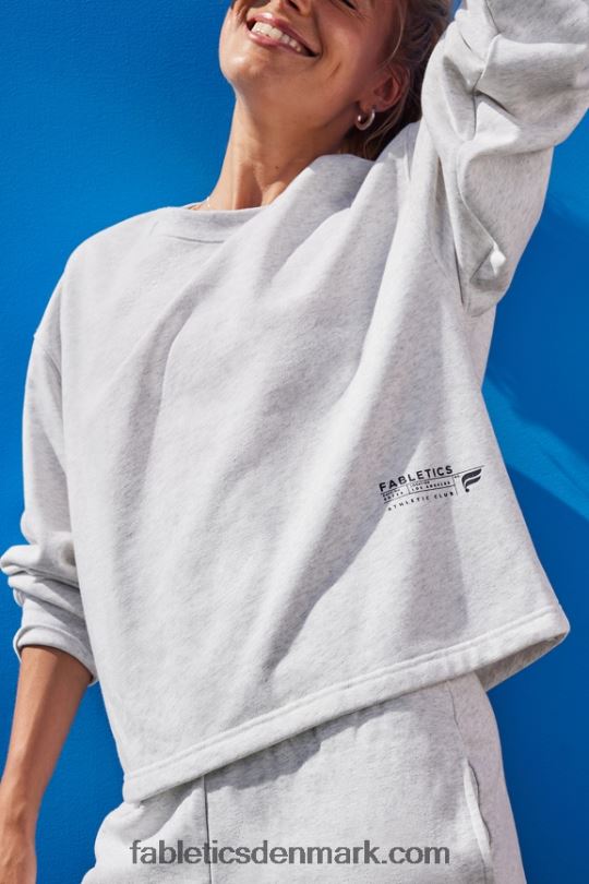 Fabletics Kvinder letvægts go-to cropped crewneck PNX2T2652 blød grå lyng/atletikklub