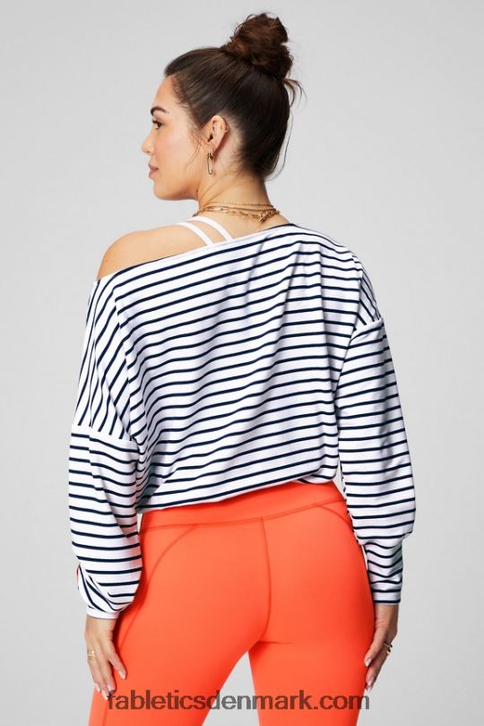 Fabletics Kvinder luksus off shoulder pullover i frotté PNX2T2422 fransk stribe/passion orange