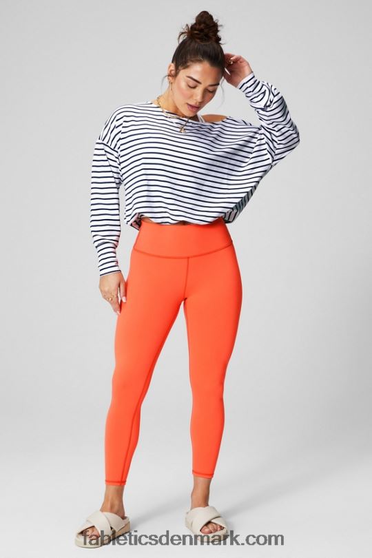 Fabletics Kvinder luksus off shoulder pullover i frotté PNX2T2422 fransk stribe/passion orange
