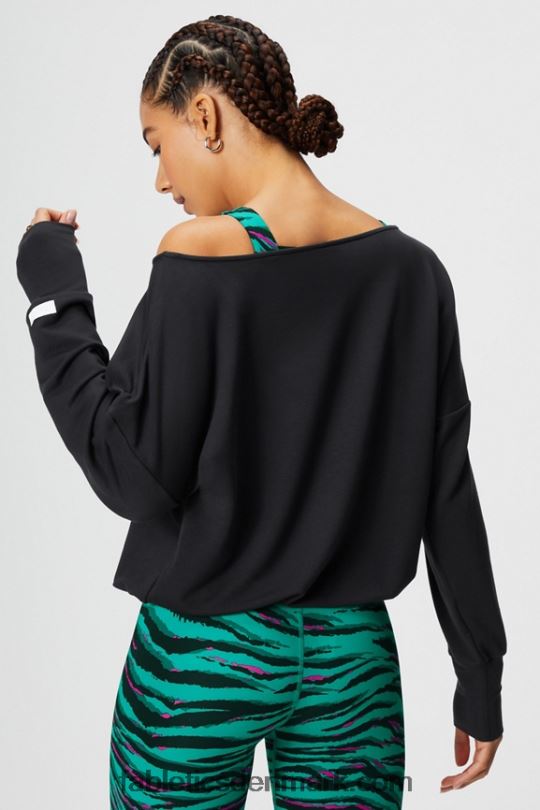Fabletics Kvinder luksus off shoulder pullover i frotté PNX2T2423 sort