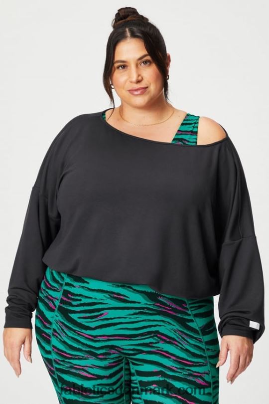 Fabletics Kvinder luksus off shoulder pullover i frotté PNX2T2424 sort