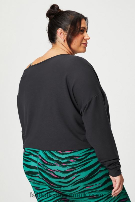 Fabletics Kvinder luksus off shoulder pullover i frotté PNX2T2424 sort