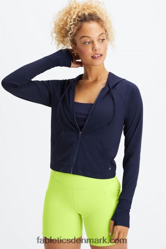 Fabletics Kvinder oasis cropped hættetrøje PNX2T2448 dyb flåde