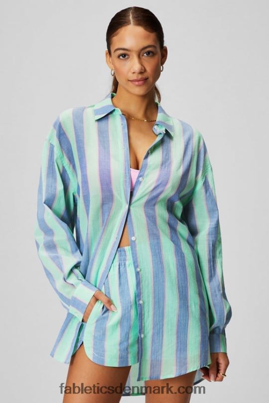 Fabletics Kvinder oversized skjorte i bomuldsvoile PNX2T2585 resort stribe
