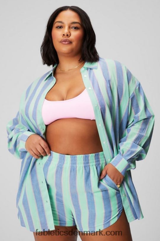 Fabletics Kvinder oversized skjorte i bomuldsvoile PNX2T2586 resort stribe