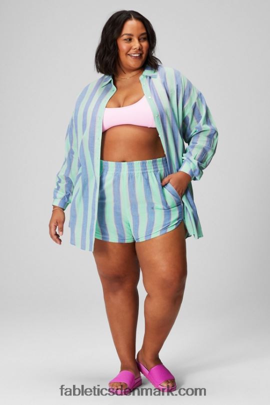 Fabletics Kvinder oversized skjorte i bomuldsvoile PNX2T2586 resort stribe