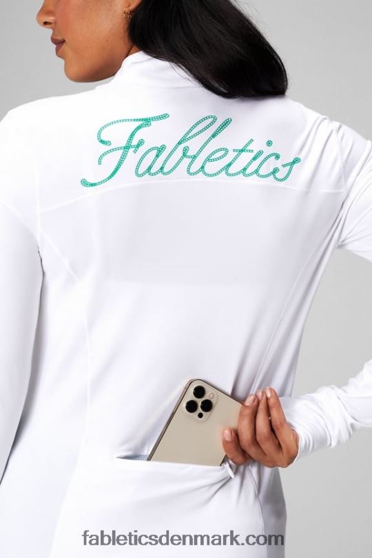 Fabletics Kvinder phoenix halv lynlås midterste lag PNX2T2579 klassisk hvid/grafisk