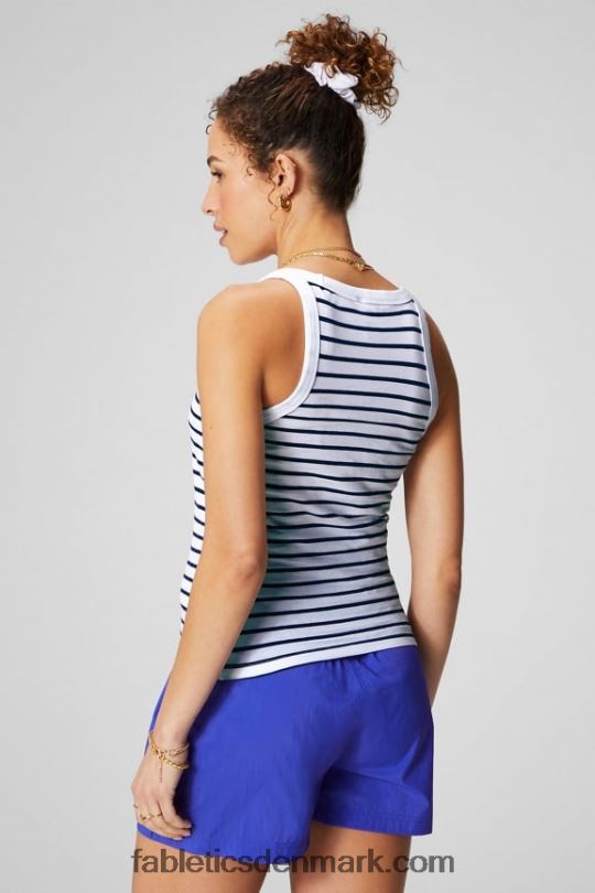 Fabletics Kvinder 100% bomuld scoop tank PNX2T2156 fransk stribe/passion orange