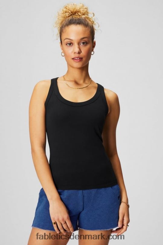 Fabletics Kvinder 100% bomuld scoop tank PNX2T2157 sort