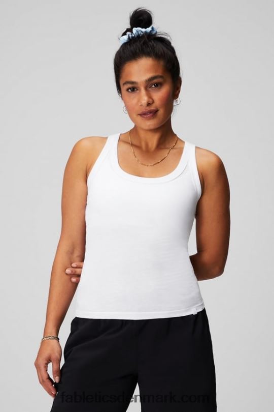 Fabletics Kvinder 100% bomuld scoop tank PNX2T2158 klassisk hvid