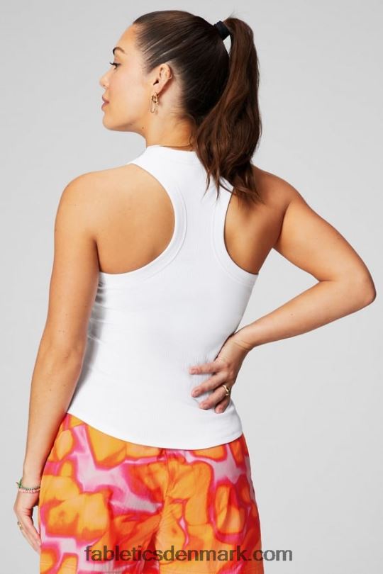 Fabletics Kvinder høj hals rib tank PNX2T2141 klassisk hvid