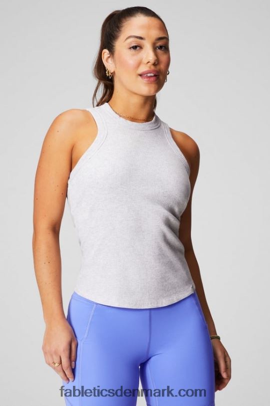 Fabletics Kvinder høj hals rib tank PNX2T2142 blød grå lyng