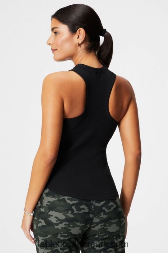 Fabletics Kvinder høj hals rib tank PNX2T2145 sort