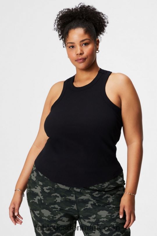 Fabletics Kvinder høj hals rib tank PNX2T2146 sort