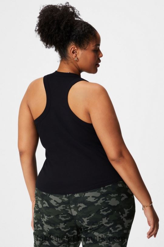 Fabletics Kvinder høj hals rib tank PNX2T2146 sort