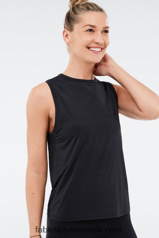 Fabletics Kvinder øko-bevidst muskeltank PNX2T2305 sort folie logo