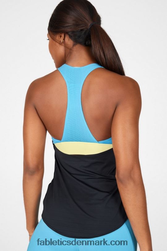 Fabletics Kvinder miljøbevidst indbygget bh-tank PNX2T2401 sort/lys cerulean/citroncreme