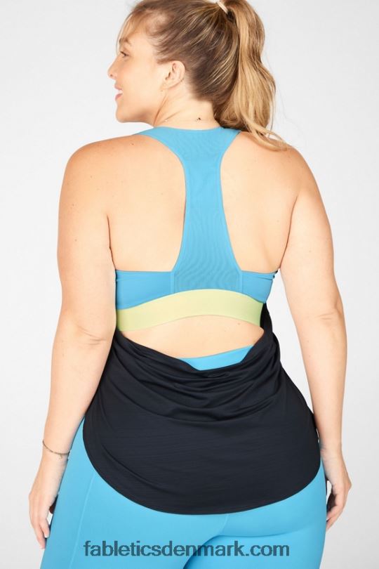 Fabletics Kvinder miljøbevidst indbygget bh-tank PNX2T2402 sort/lys cerulean/citroncreme