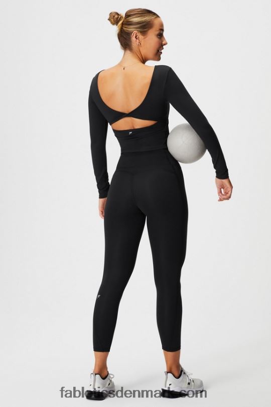 Fabletics Kvinder oasis twist indbygget bh langærmet top PNX2T2197 sort
