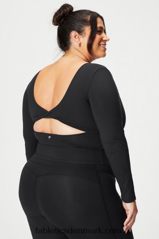 Fabletics Kvinder oasis twist indbygget bh langærmet top PNX2T2198 sort