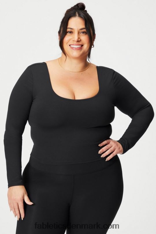 Fabletics Kvinder oasis twist indbygget bh langærmet top PNX2T2198 sort