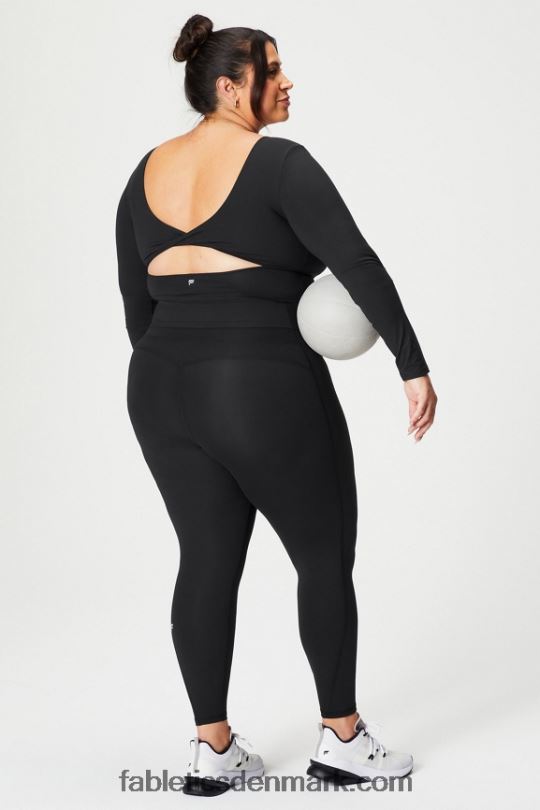 Fabletics Kvinder oasis twist indbygget bh langærmet top PNX2T2198 sort