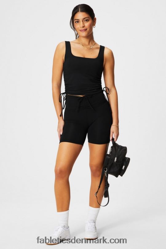 Fabletics Kvinder ruched indbygget bh tank PNX2T2149 sort