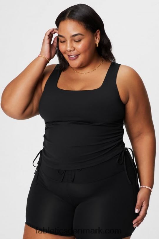 Fabletics Kvinder ruched indbygget bh tank PNX2T2150 sort