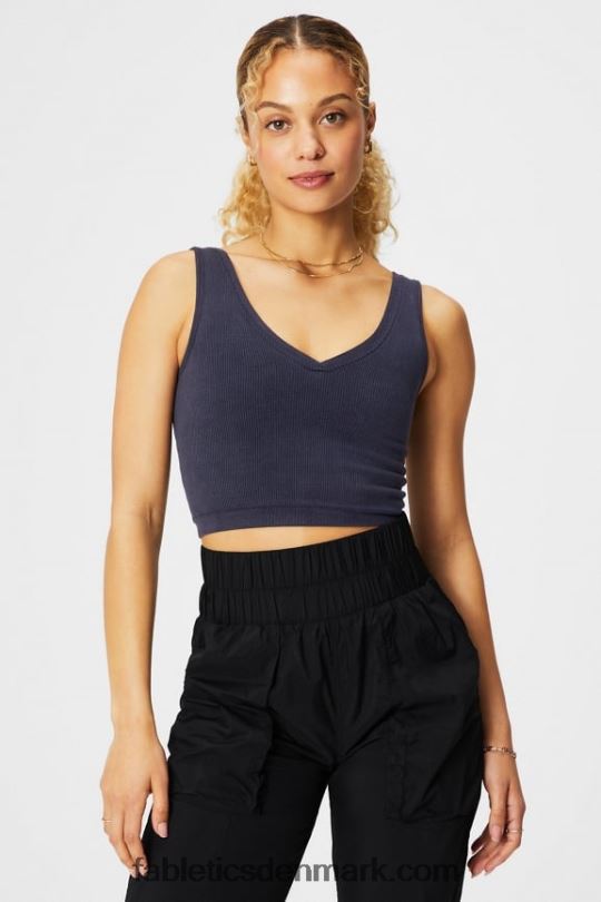 Fabletics Kvinder sky sømløs v-hals afgrødetank PNX2T2162 mørk indigo