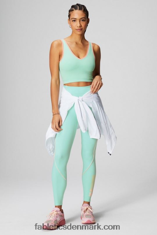 Fabletics Kvinder v-hals afgrødetank PNX2T2200 misty bay/fersken kys