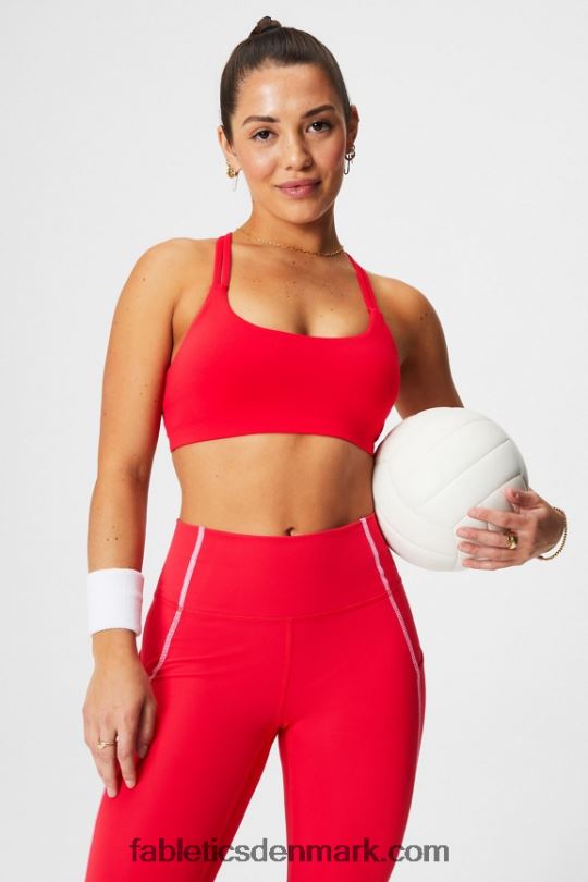 Fabletics Kvinder den vigtigste bh med lav effekt PNX2T1450 klassisk kirsebær