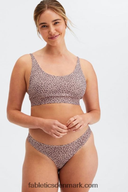 Fabletics Kvinder fin touch bralette med rund hals PNX2T1575 støvet roset leopardplet