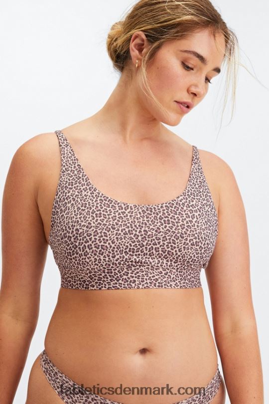 Fabletics Kvinder fin touch bralette med rund hals PNX2T1575 støvet roset leopardplet