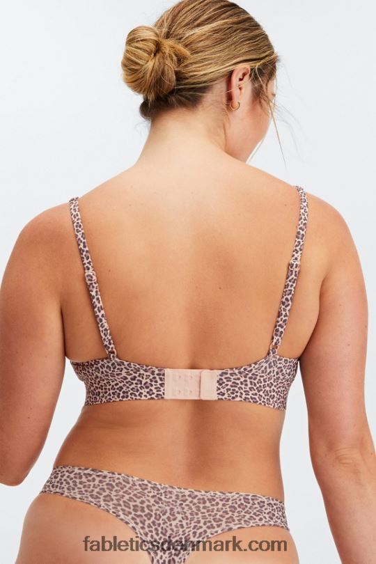 Fabletics Kvinder fin touch bralette med rund hals PNX2T1575 støvet roset leopardplet