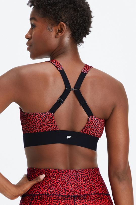Fabletics Kvinder hele dagen hver dag bh 102 PNX2T1472 elektrisk kirsebær mini leopard/sort