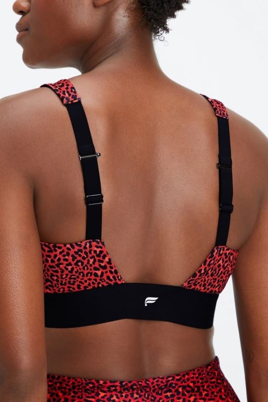 Fabletics Kvinder hele dagen hver dag bh 102 PNX2T1472 elektrisk kirsebær mini leopard/sort
