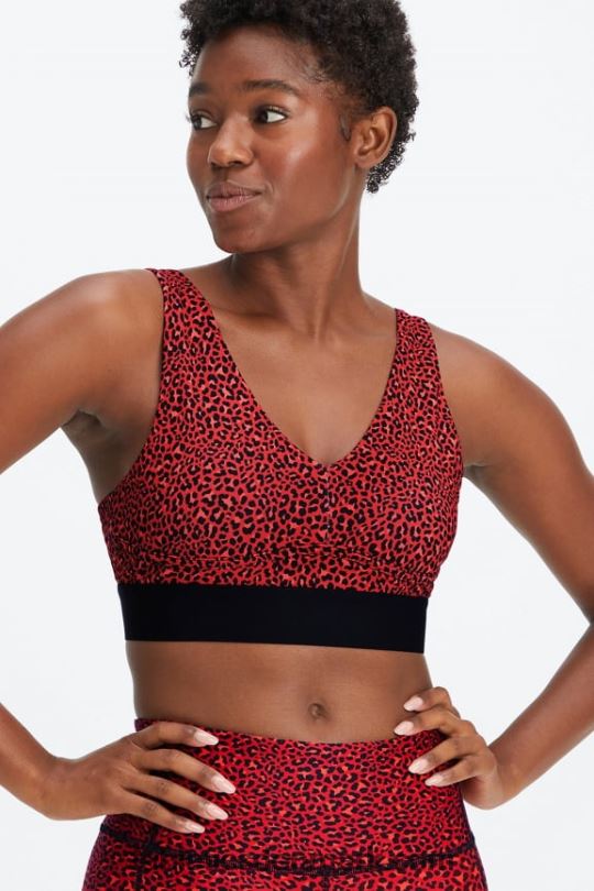 Fabletics Kvinder hele dagen hver dag bh 102 PNX2T1472 elektrisk kirsebær mini leopard/sort